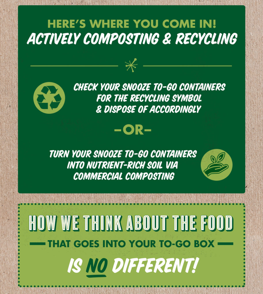 Here's where you come in by actively composting and recycling your togo containers. How we think about the food that goes into your togo box is no different.