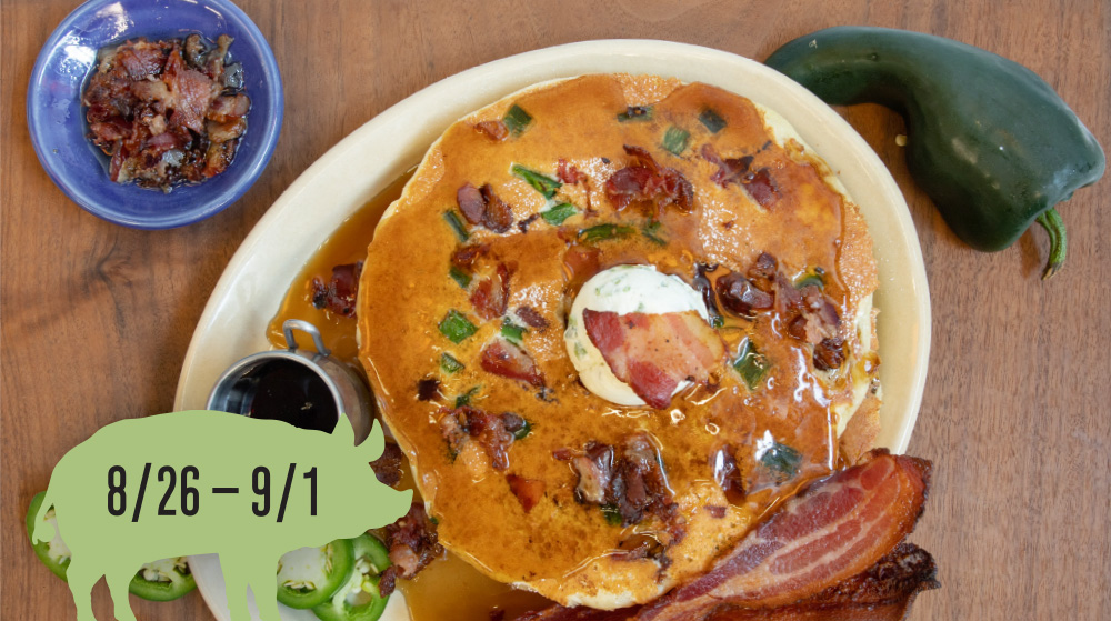 Bacon Jalapeno Popper Pancakes Available 8/26 to 9/1